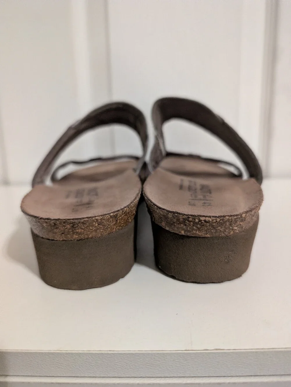 NAOT Womens Sandals Frankie Slide Shoes Gray Purple Leather Size 10 US / 41 EUR
